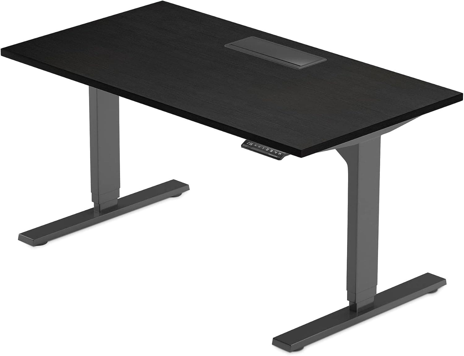 Progressive Desk Standing Desk 60x30. Dual Motor, 3 Stages Height Adjustable Stand up desks for Home Office, 60 inch -Ebony Oak, Black Frame