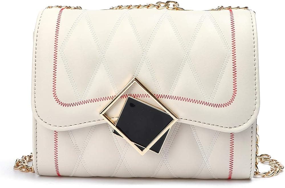 MICKORS Women Quilted Crossbody Bag with Chain Strap and Flap Top Purse Shoulder Handbags