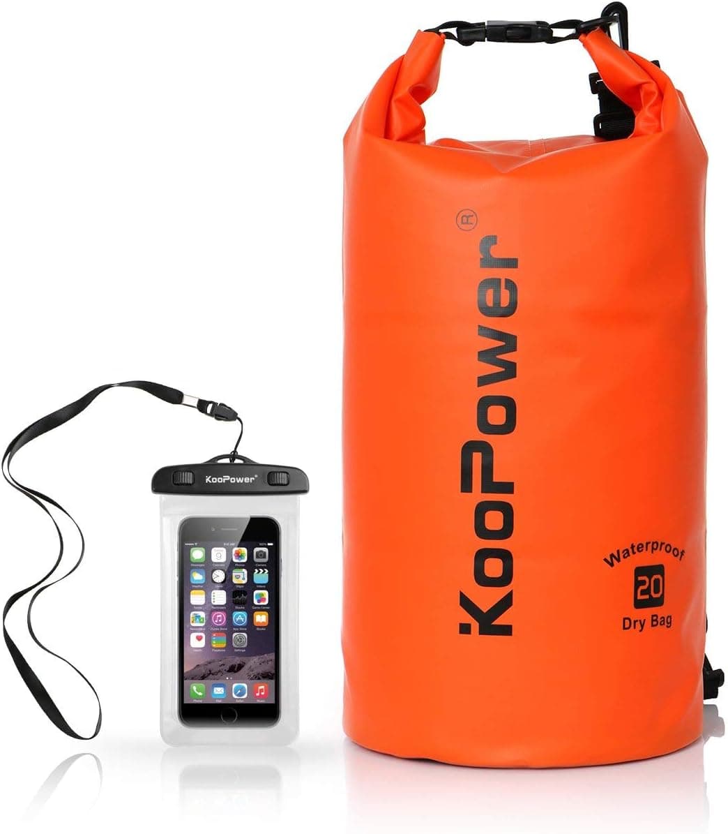 Koopower Waterproof Bag Drybag 20L Dry Gear Backpack with Universal Waterproof Phone Case for Boating, Kayaking, Rafting, Fishing 5 Color