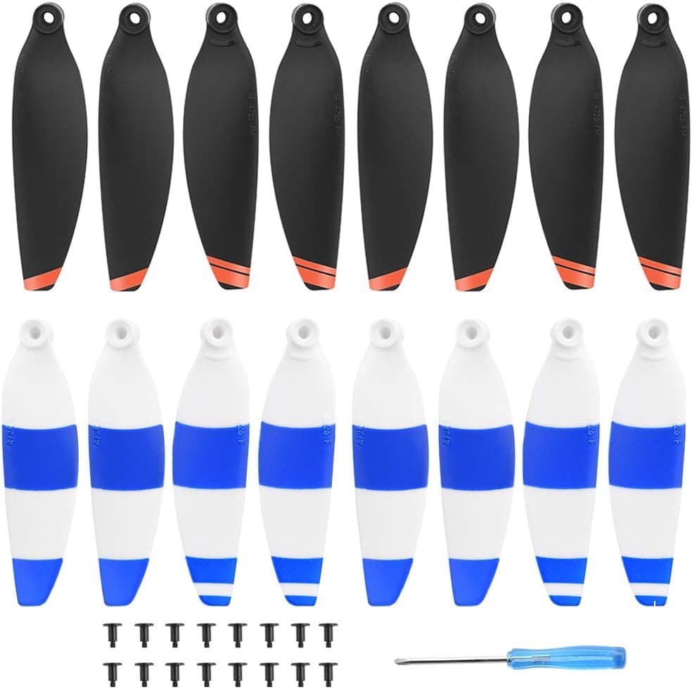 HeiyRC Mavic Mini 2 Propeller 16pcs Replacement Blades Props for DJI Mini 2 Drone Spare Airscrew Parts,Black Blue