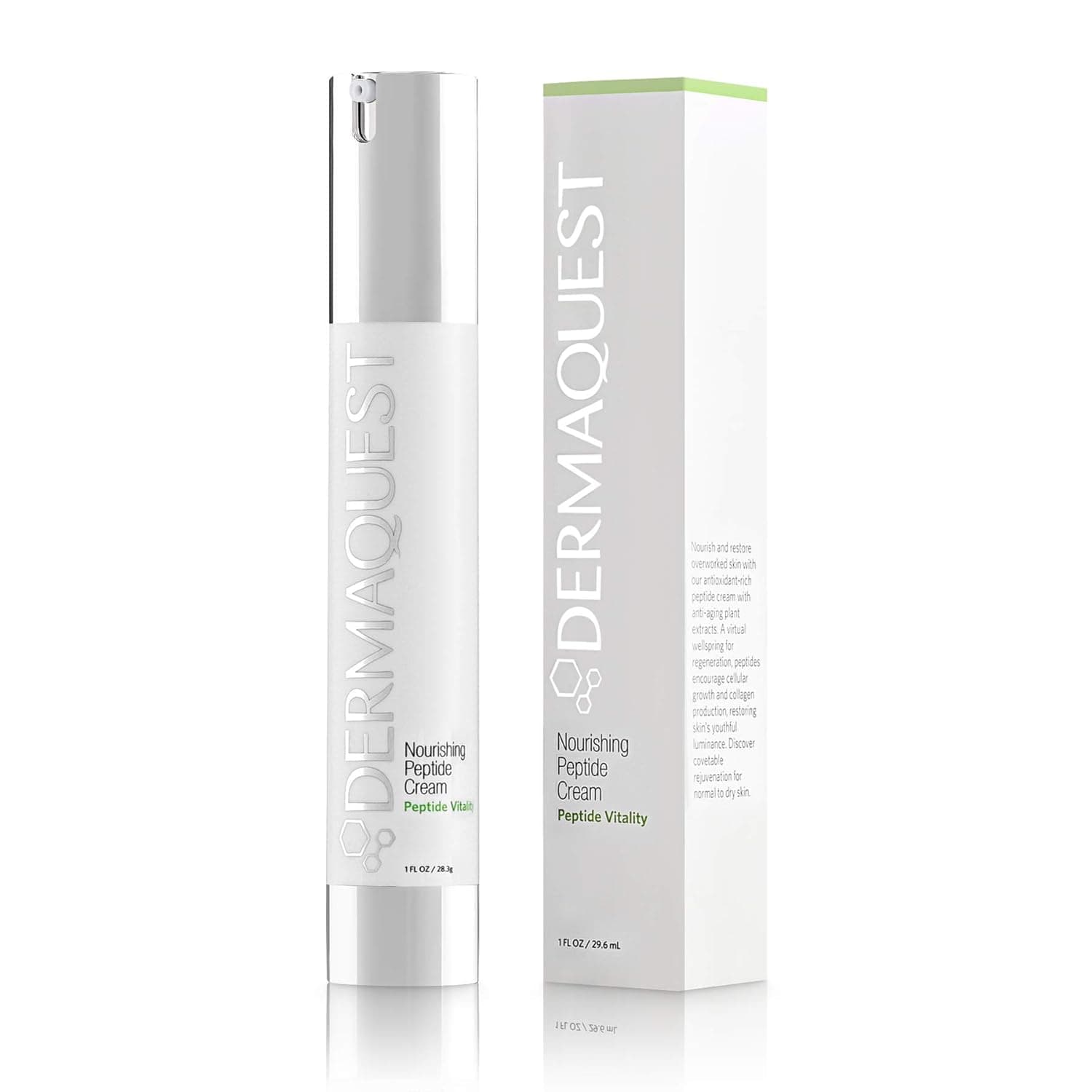 DermaQuest Peptide Vitality Nourishing Peptide Cream - Anti Aging, Hydrating, Face Moisturizer Reduces Wrinkles & Fine Lines - For Normal to Dry Skin - For Men & Women (2oz)