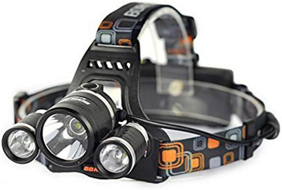 BORUiT 6000LM 3 x CREE XM-L L2 LED Rechargeable Headlight Multi-functional Charging Headlamp Flashlight with AC Charger For Hiking Camping Expedition
