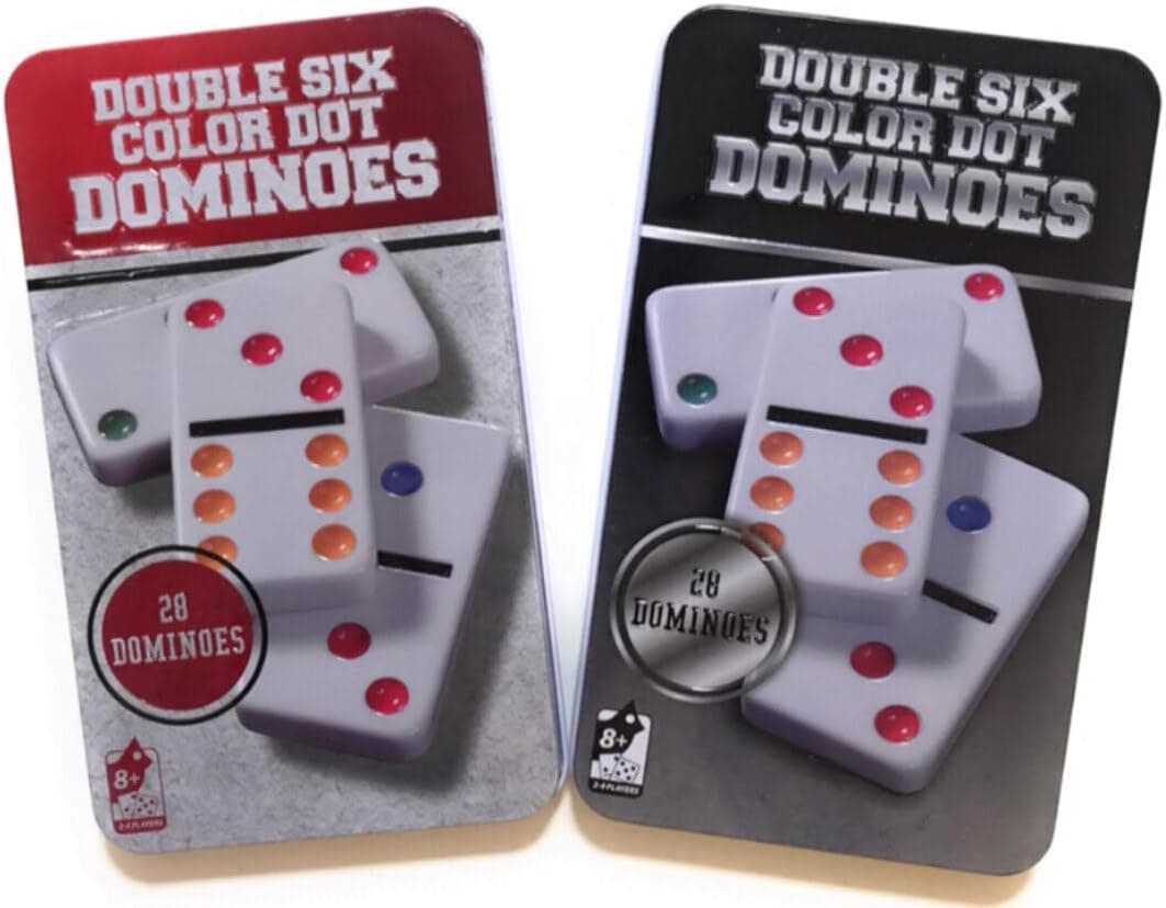 Golden J Store Double Six Color Dot Dominoes - Set of 28 Dominoes Game (2 Pack)