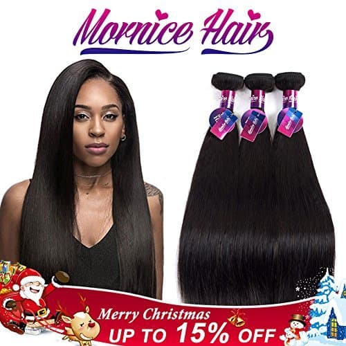 Brazilian Straight Hair 4 Bundles with Closure, Mornice 10A Human Hair Weave With Lace Closure Free Part(14 16 18 20+12)