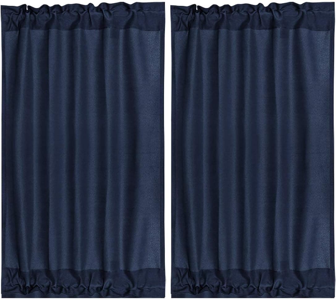 PiccoCasa Thermal Insulated French Door Curtain Side Panels - Blackout Curtains Drape Room Darkening for Glass Doors 2 Panels Navy Blue W25 x L40 Inch