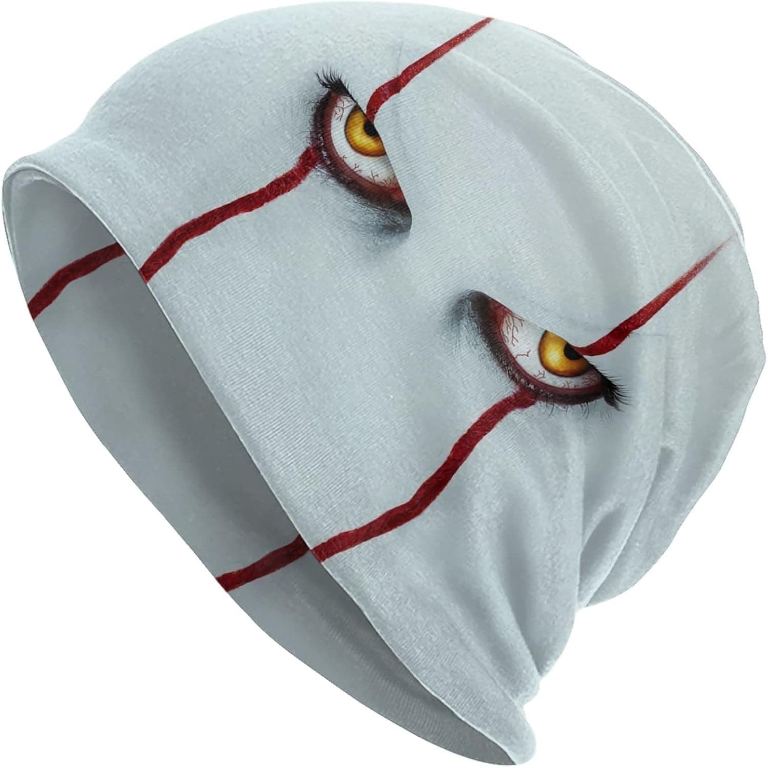 Anime Horror Clown Eyes Adult Men's Knit Hat Beanie Hat Warm Slouchy Cap Headwear Winter Hats for Guys Black