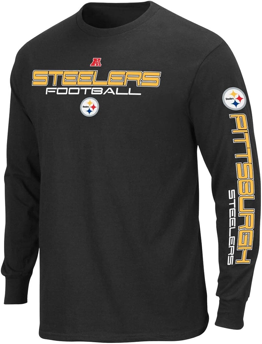 NFL Pittsburgh Steelers Primary Receiver III Long Sleeve T-Shirt, Black, Large