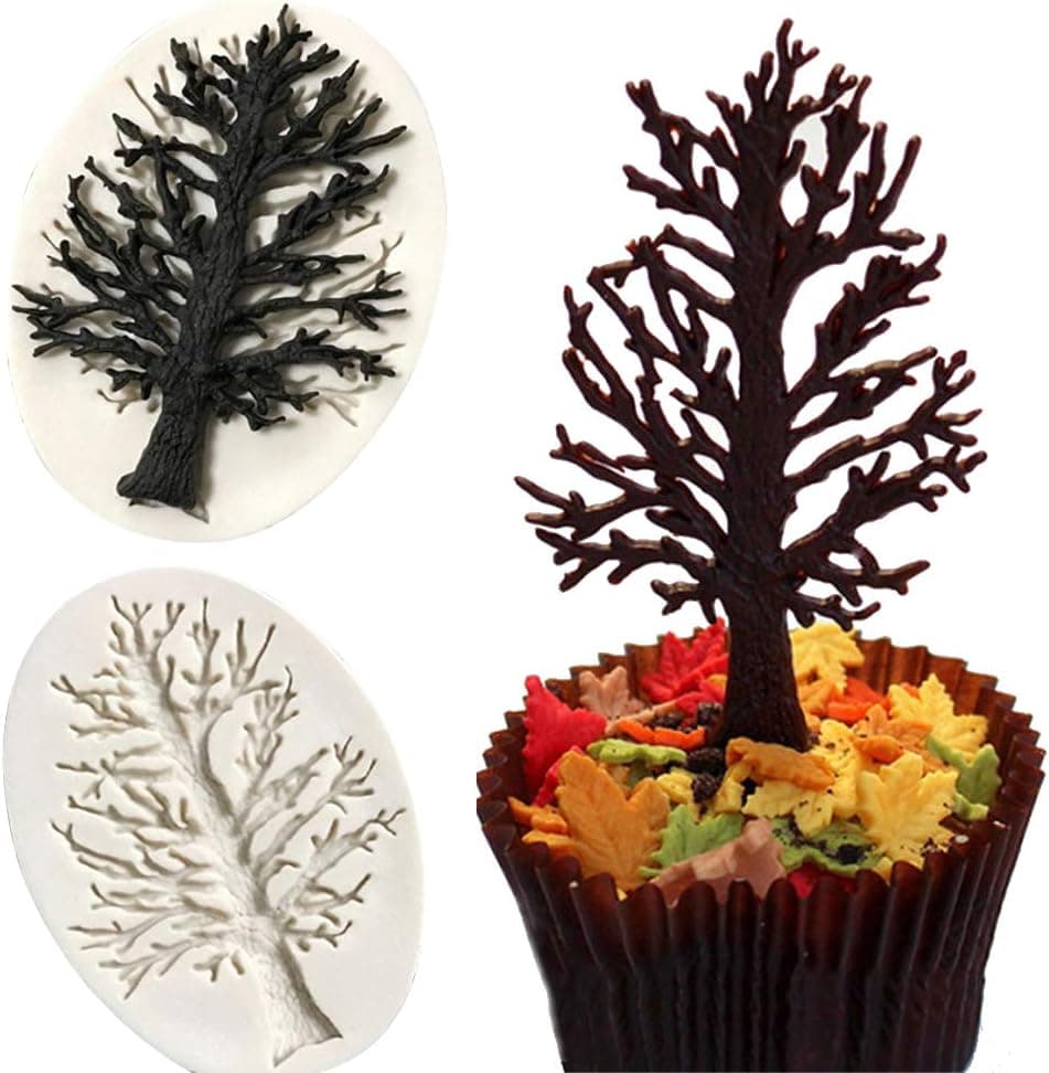 Joinor Christmas Tree Branch Silicone Fondant Mold Cake Cupcake Decorating Mould Sugarcraft Baking Tools