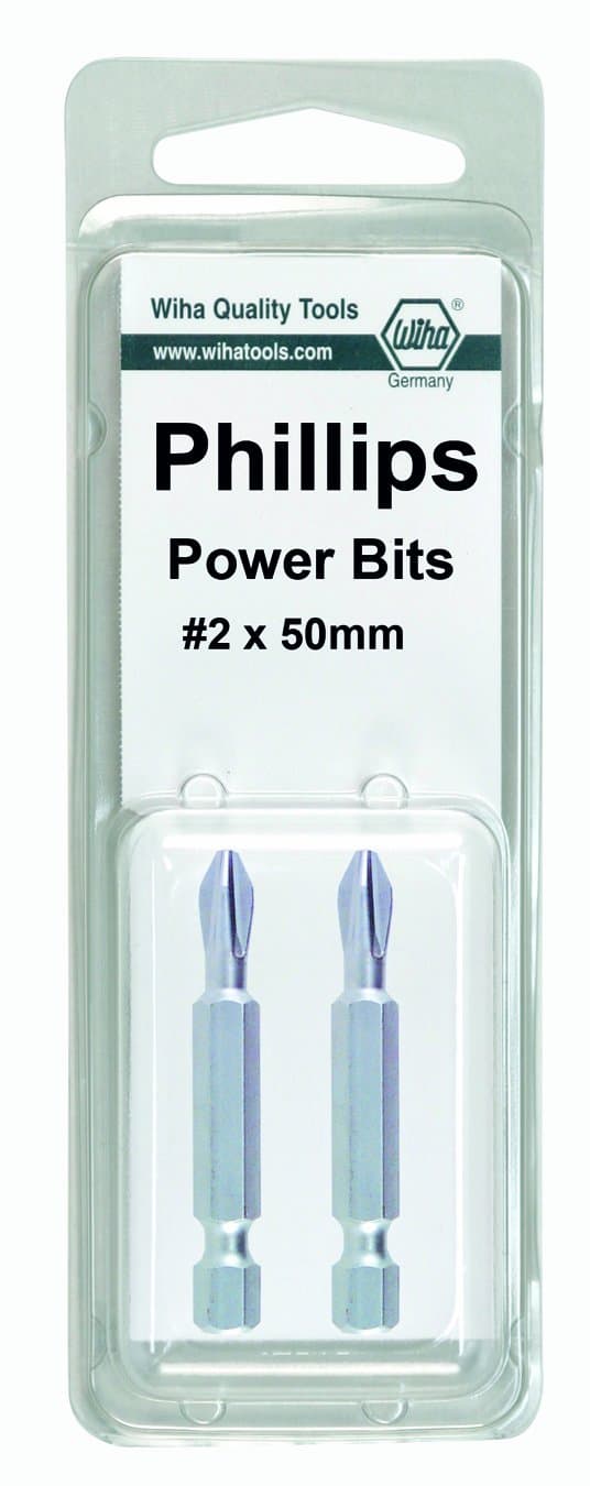 Wiha 71166 No.2 x 50mm Phillips Long Insert Bit, 2-Pack