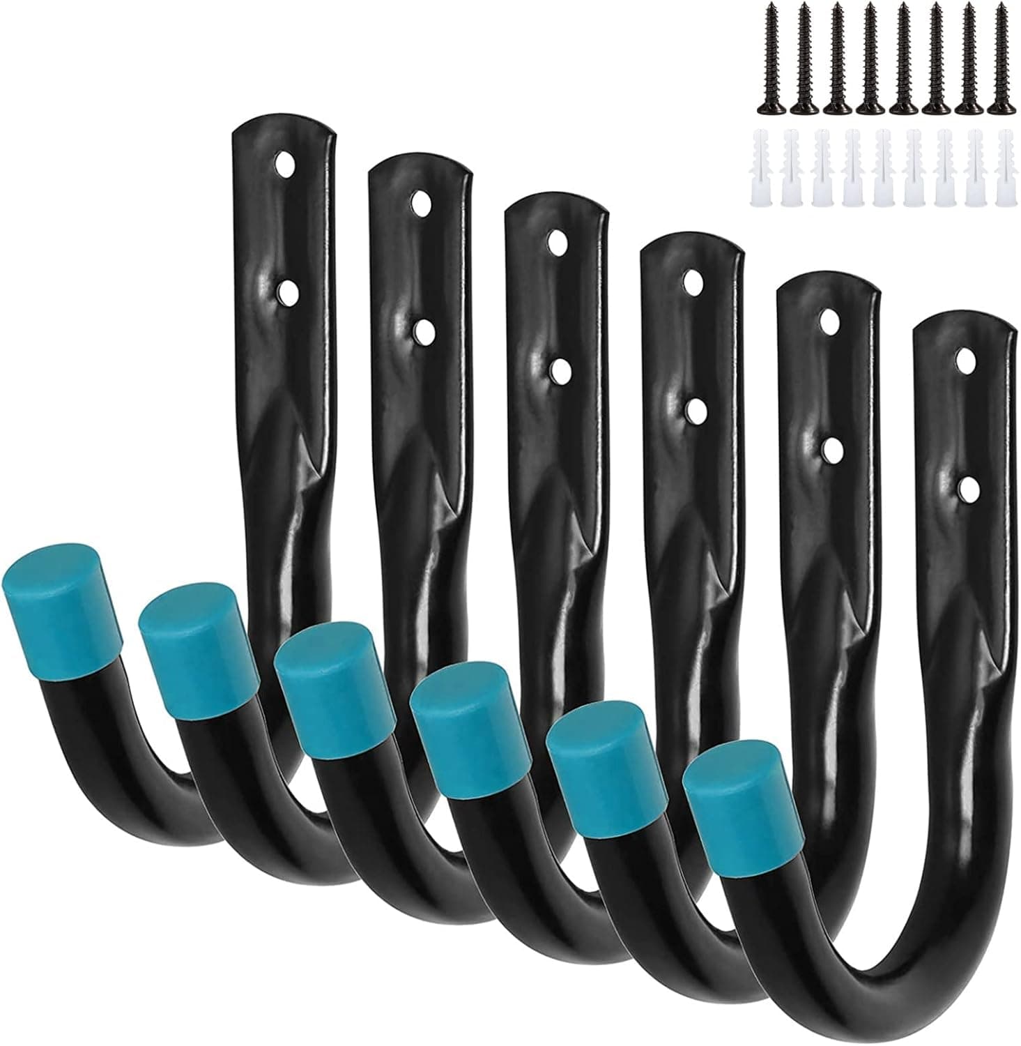 Katkuca Garage Storage Hooks Heavy Duty Wall Mounted Garage Storage Utility Hooks and Hangers-Organizer for Tools,Bikes,Ladders,Chairs (6Pack Blue)