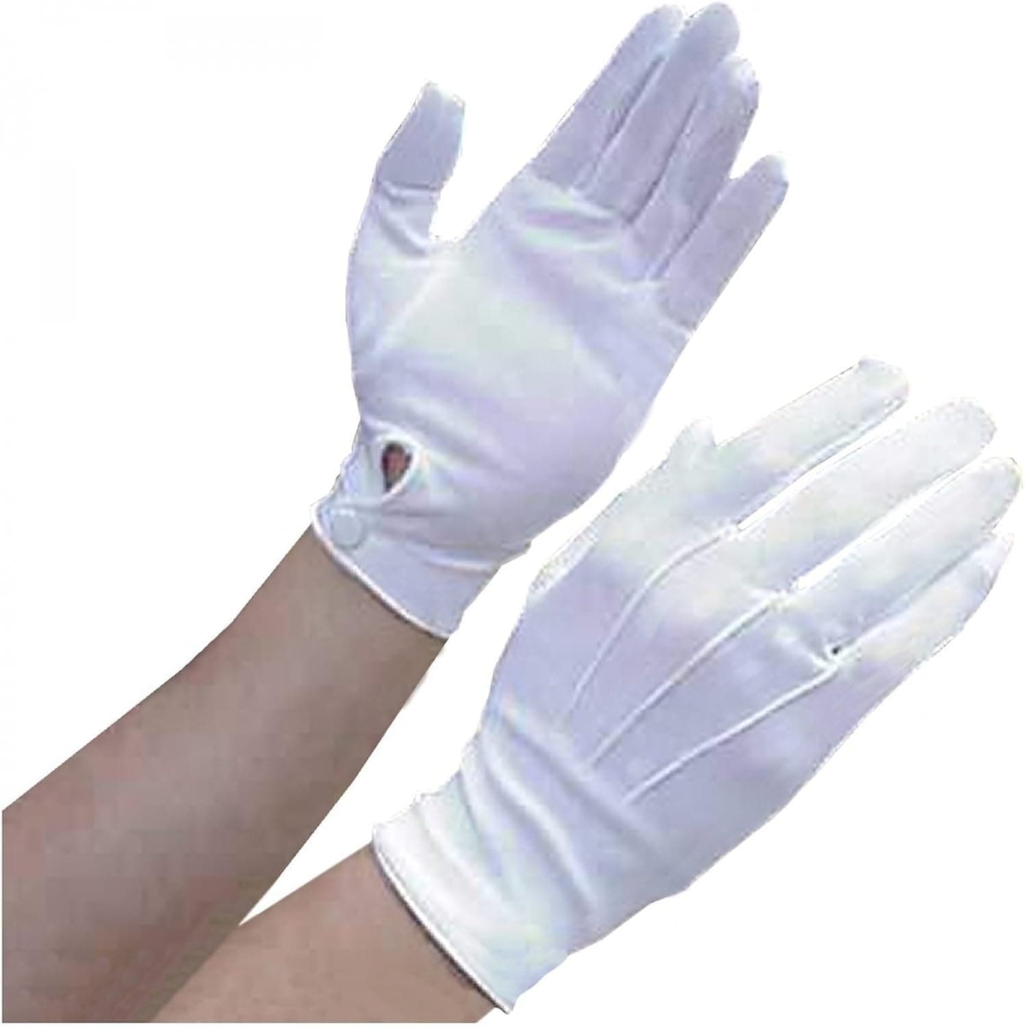 Men's White Nylon Parade Gloves with Snap