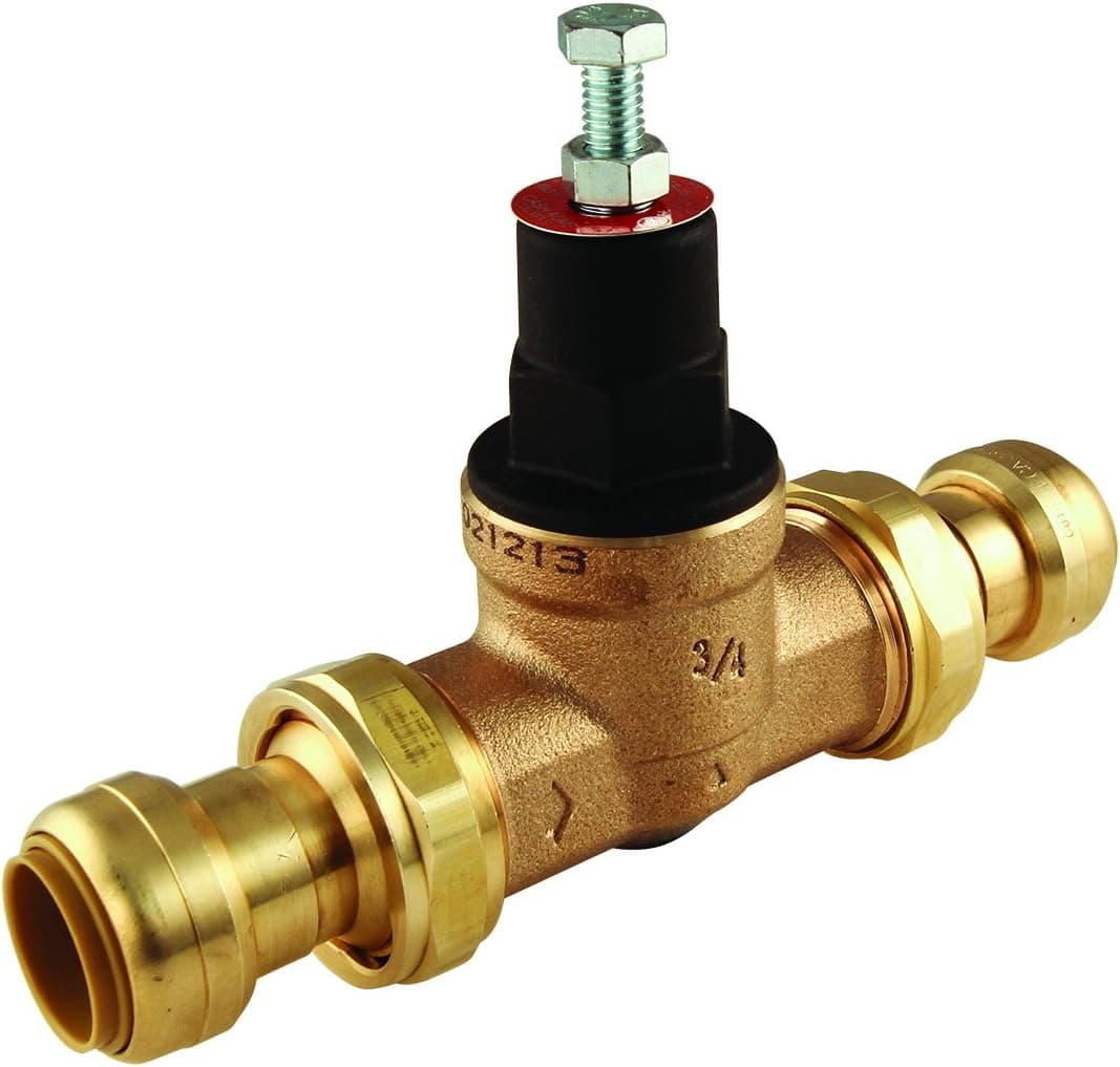 SharkBite 1 Inch EB45 Double Union Pressure Regulating Valve (PRV), Push to Connect Brass Plumbing Fittings, PEX Pipe, Copper, CPVC, PE-RT, HDPE, 23358-0045