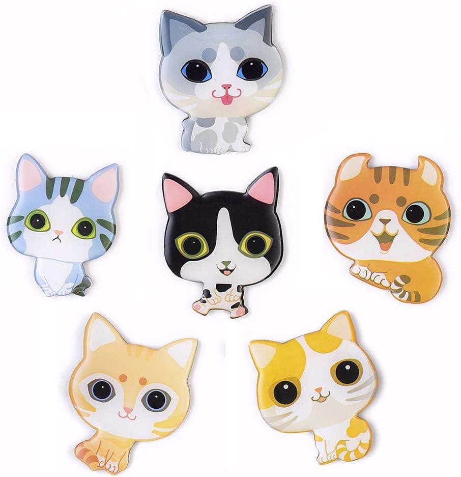 Cute Cartoon Cat Fridge Magnets - 6 PCS Refrigerator Magnets Set Office Magnets Calendar Magnets Whiteboard Magnets Christmas Magnets Decorative Magnets