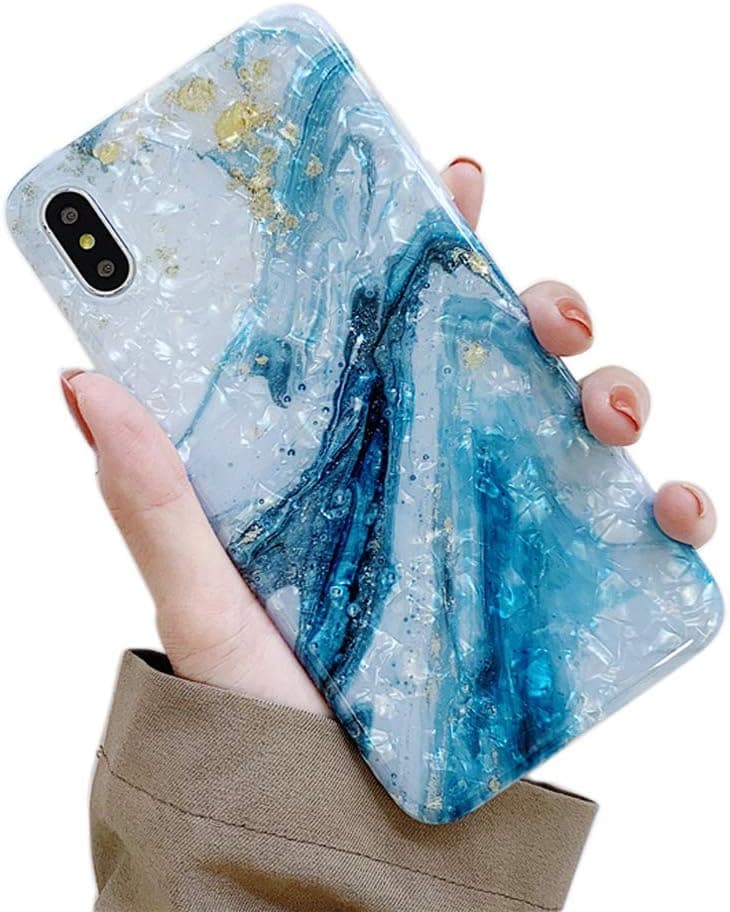 Dailylux iPhone XR Case,Cute Phone Case for Girls Women Glitter Pretty Design Protective Slim Shockproof Pearly-Lustre Shell Bumper Soft Silicone TPU Cover for iPhone XR 6.1 inch 2018,Ocean Glitter