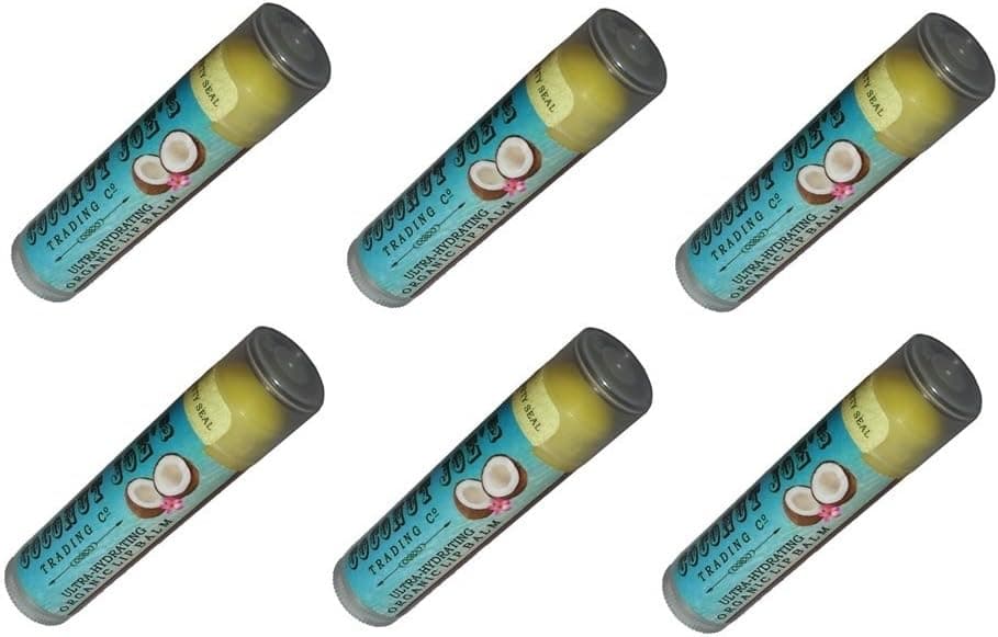 Coconut Joe's Trading Co. Organic Lip Balm, Coconut Delight, 0.15 Ounce Tube (Pack of 6 Tubes)