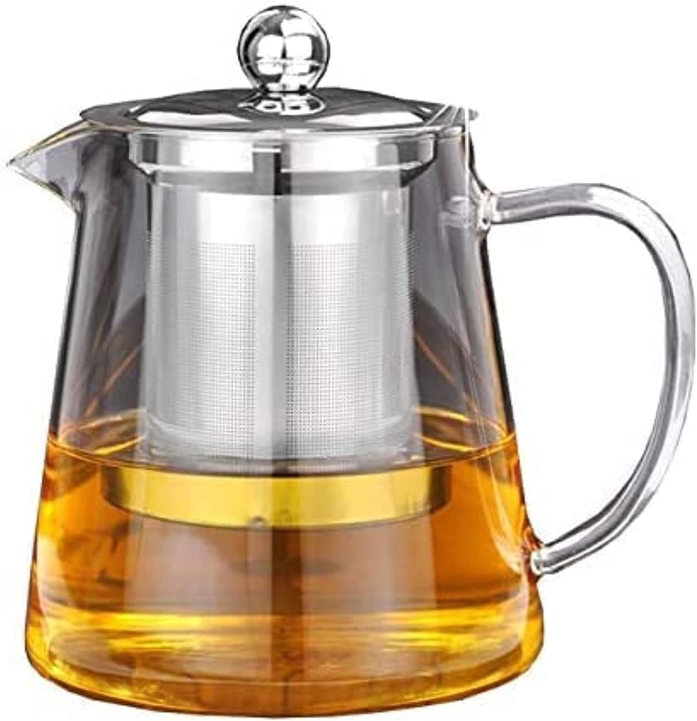 19.3oz Glass Teapot with Infuser, Loose Leaf Teapot with Infuser, Glass Tea kettle with Stainless Steel Infuser for Loose Leaf & Blooming, Glass Teapot (550ML)
