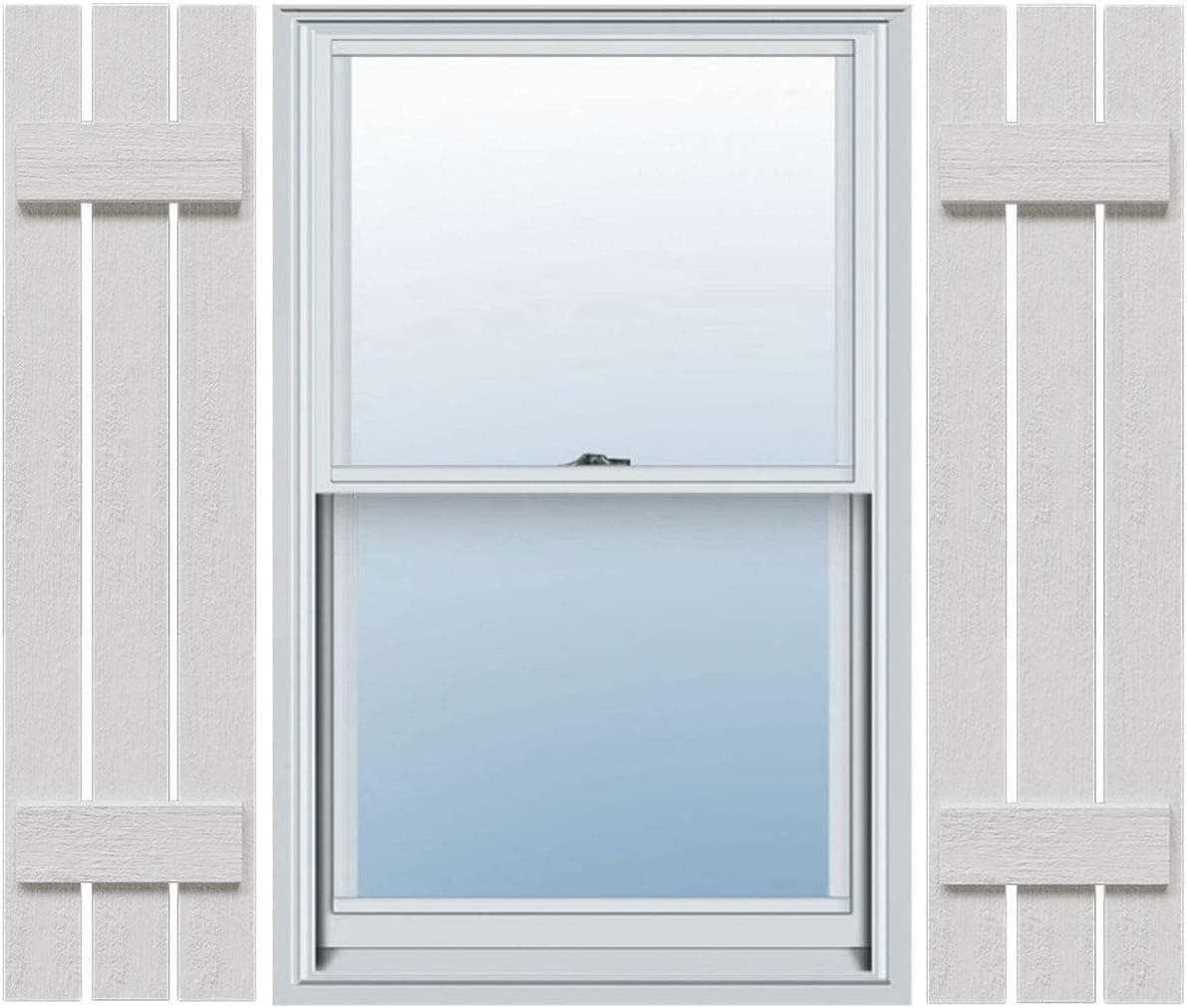 Ekena Millwork FBS06S17X049RUF Rustic Three Spaced Board-n-Batten Faux Wood Shutters, 17 1/8"W x 49"H, Primed White