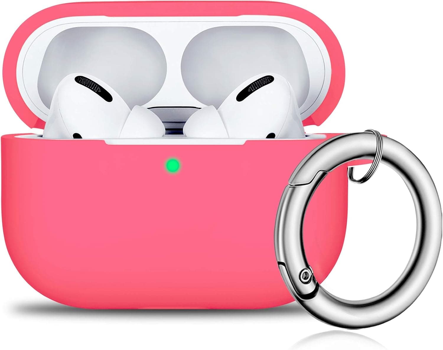 R-fun AirPods Pro Case Cover with Circle Keychain, Full Protective Silicone Skin for 2019 Apple AirPods Pro Charging Case-Pink Peach