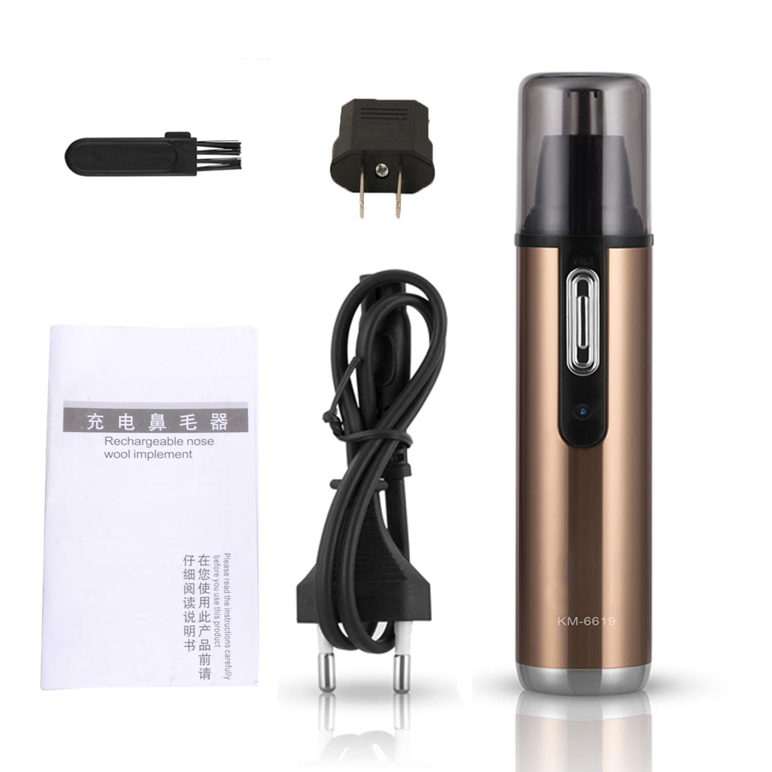Professional Nose Hair Trimmer and Ear Hair Trimmer 6619 Waterproof Mute Motor Painless Eyebrow Trimming for Men Women (Gold)