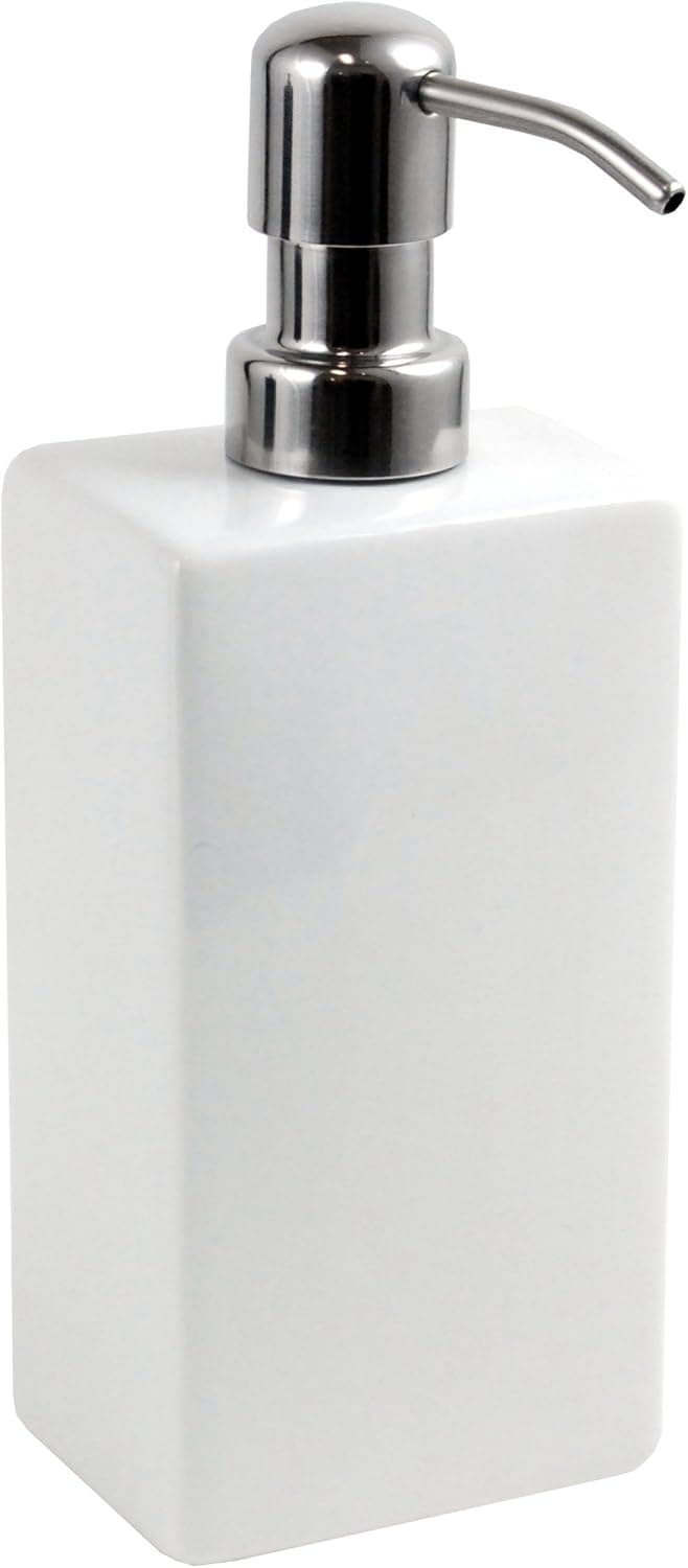 Kiera Grace Ceramic Lotion Dispenser, 8 by 3 by 2.25 Inch, White