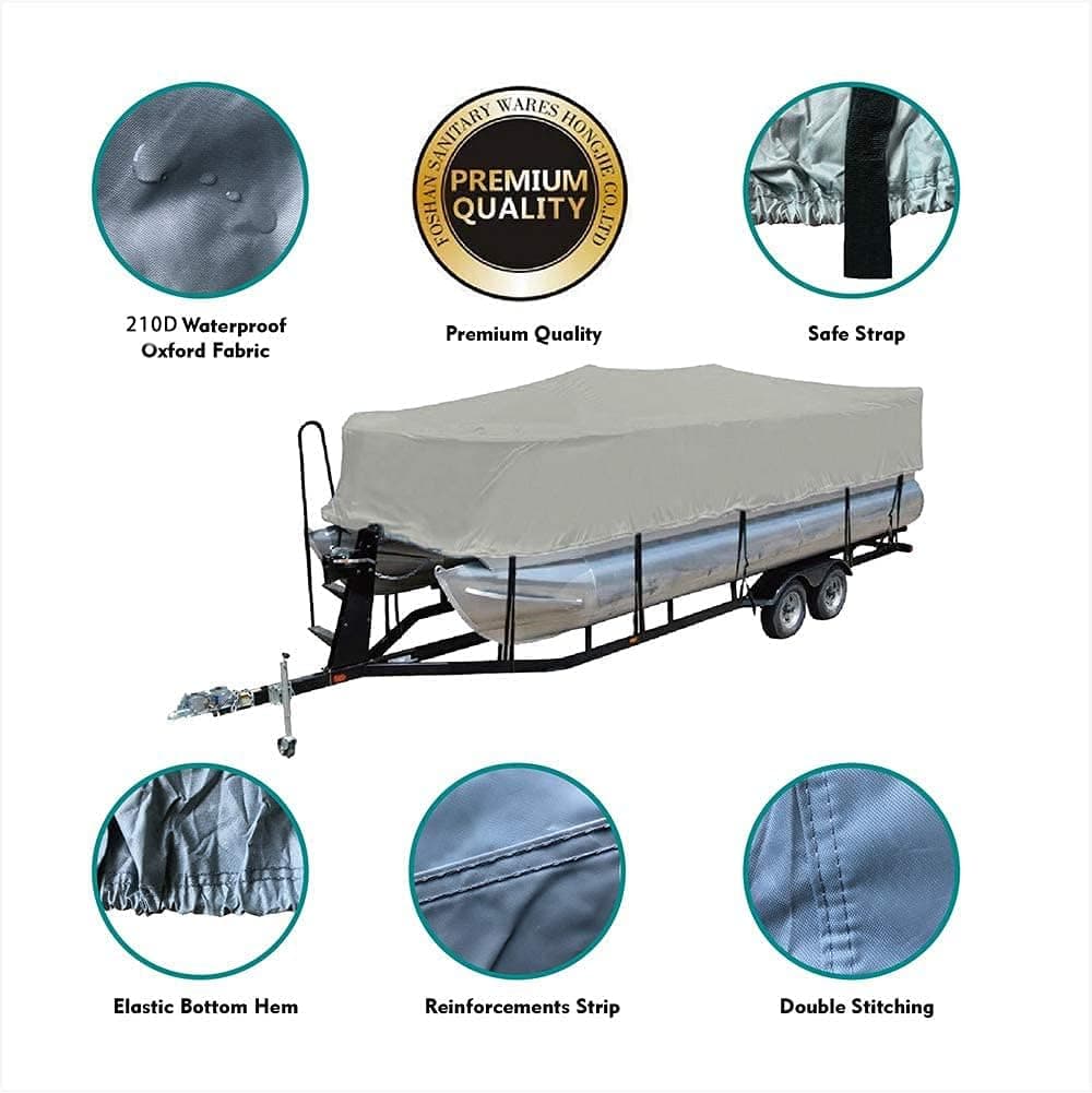 LEADALLWAY 210D Pontoon Boat Cover- PU Coating and Water Proof Sliver (21-24ft)