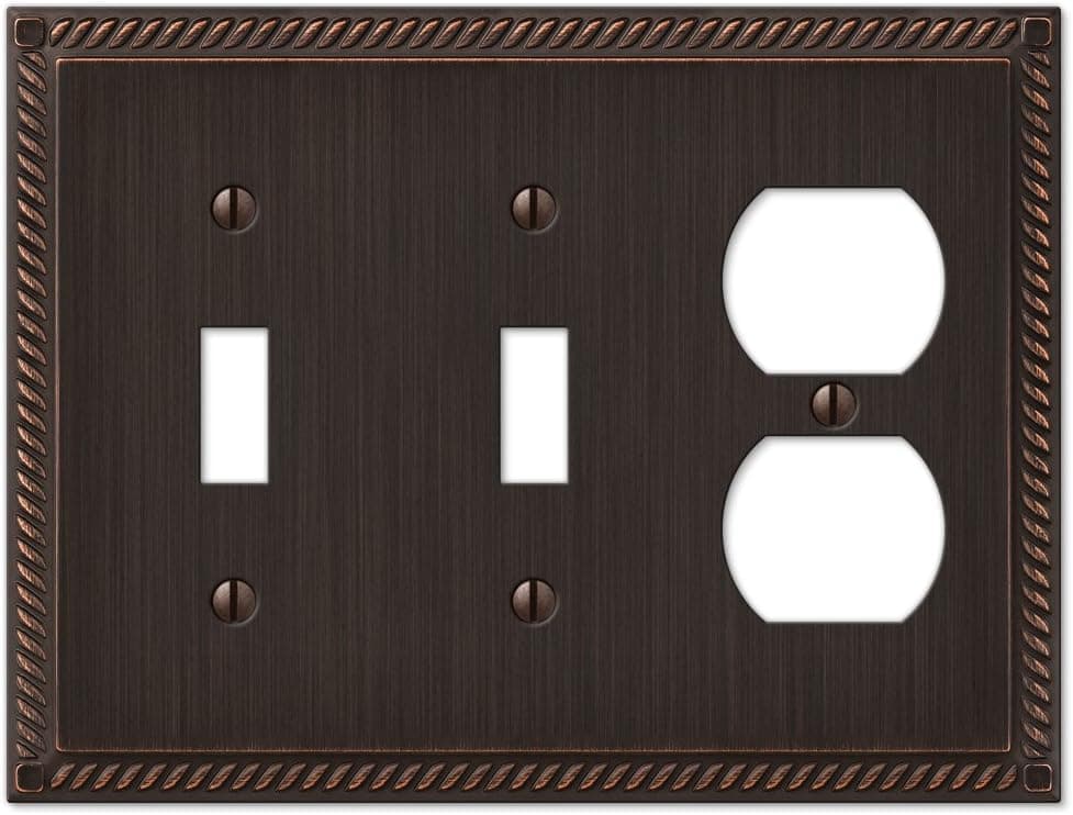 Amerelle 54TTDVB Georgian Double Toggle/Single Duplex Wallplate in Aged Bronze