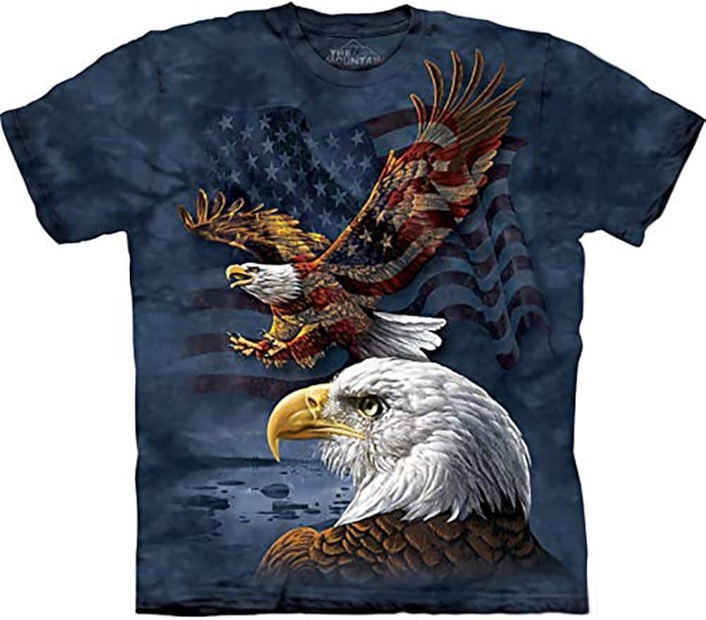 The Mountain Eagle Flag Collage Unisex T Shirt | Premium, Hand-Dyed | Patriotic USA Graphic Tee
