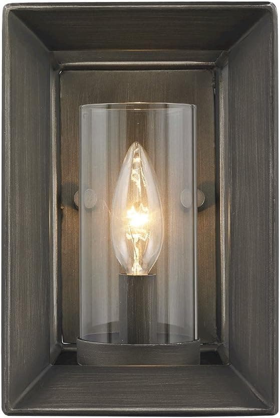 Golden Lighting 2073-1W GMT Sconce with Clear Glass Shades, Gunmetal Bronze Finish