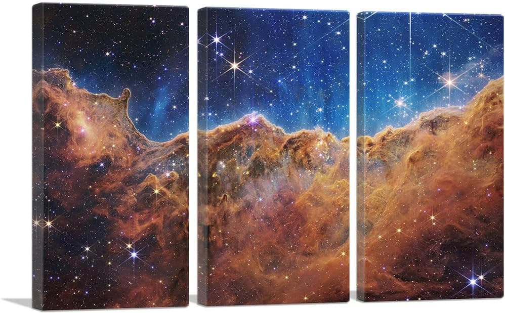 ARTCANVAS NASA James Webb Telescope JWST Cosmic Cliffs Carina Nebula Space Galaxy Photograph Canvas Art Print - 60" x 40" (1.50" Deep) (3-Piece)