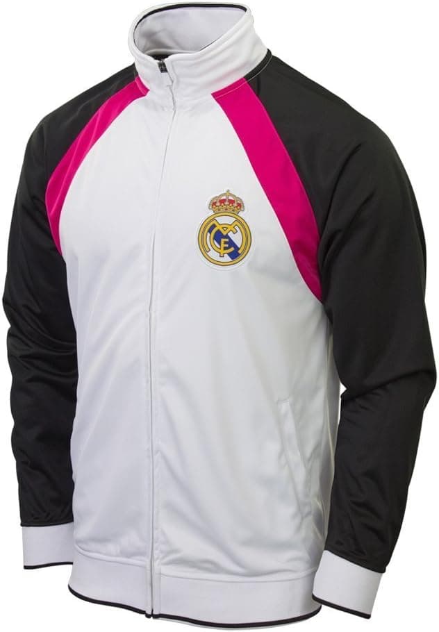 Real Madrid Jacket Track Soccer Adult Sizes Soccer Football Official Merchandise (BLACK - WHITE, L)
