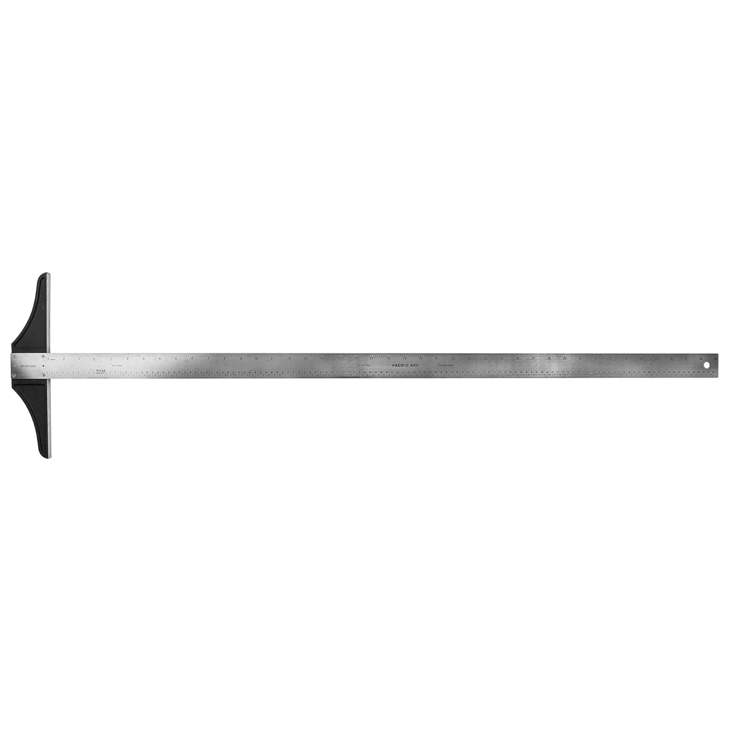 Pacific Arc 42 Inch T Square, Traditional Stainless Steel, Graduated Inch and Pica