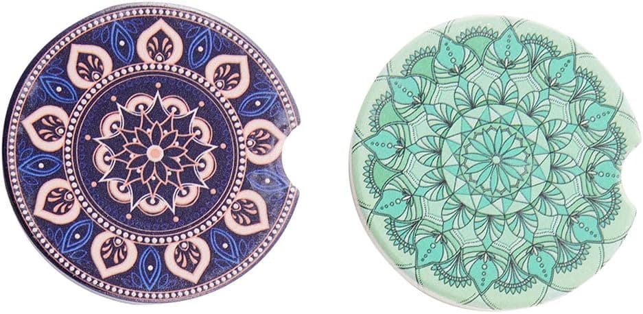 Car Coasters 2 Pack,Ceramic Stone Absorbent Car Cup Holders,Car Accessories Decorations for Women