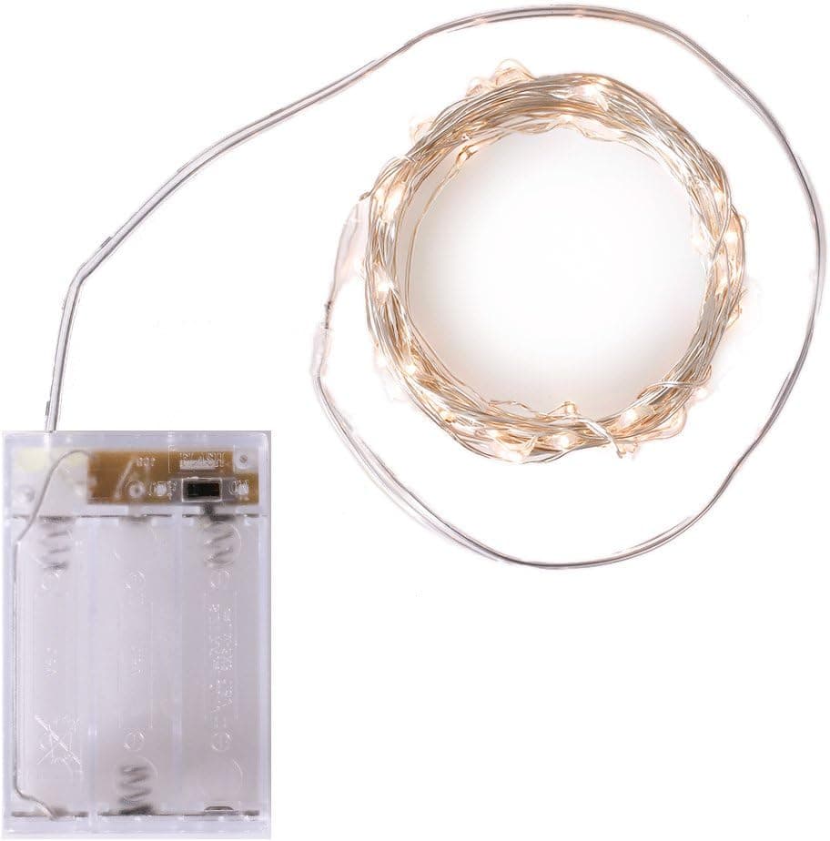Ling's moment 33ft Silver Wire LED Fairy Lights Battery Operated for Kids Teepee Decorations, Decorative Lights for Bedroom, Wedding Decorations, Party Supplies, Valentines Decorations