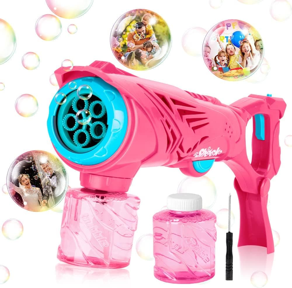 OENUX Bubble Gun with Bubble Solution for Kids Automatic Bubble Machine Gun Bubble Blower Maker Fun Summer Outdoor Activity,Party,Wedding Bubble Toys for Toddlers,Boys,Girls