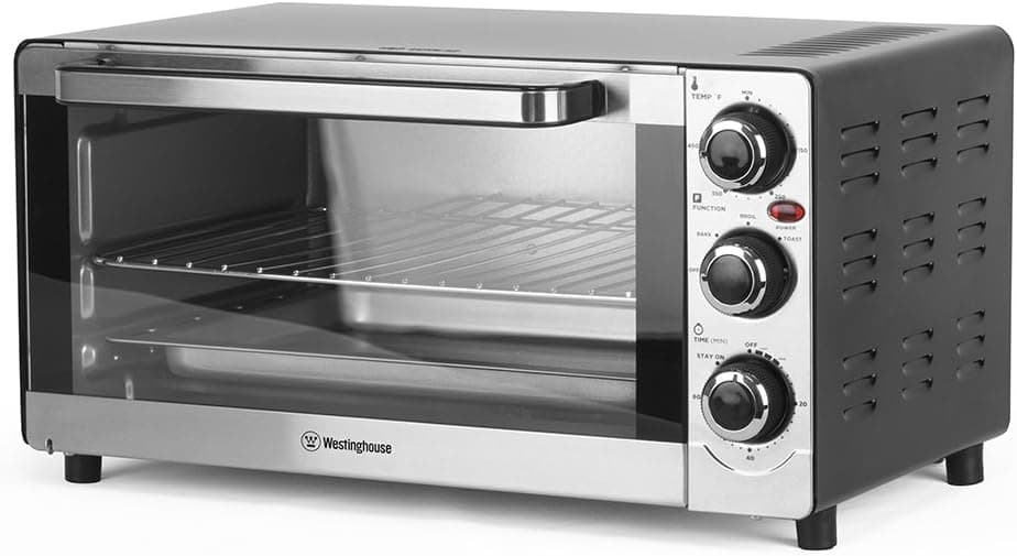 Westinghouse 6 Slice Temperature Control, Cool Touch Handle, 3 Adjustable knobs, 4 Stand Base, Stainless Steel (Toaster Oven)