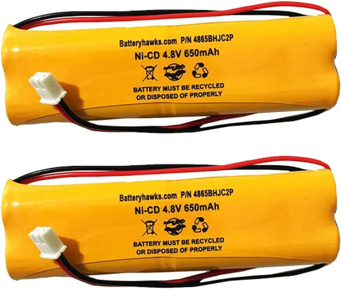 (2 Pack) D-AA650Bx4 Unitech Dual-LiteAll Fit E1021R Exit Sign Emergency Light NiCad Battery Pack Replacement LITHONIA 0120859 Ni-CD AA 650mAh 4.8V EJW-NI-CAD 800mah BYD D-AA650B-4