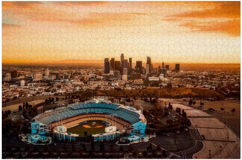 Wooden Jigsaw Puzzle Los Angeles California Stadium City Urban color2 Educational Intellectual Fun Game Toy Gifts for Adults Kids Teens 1000 Pieces