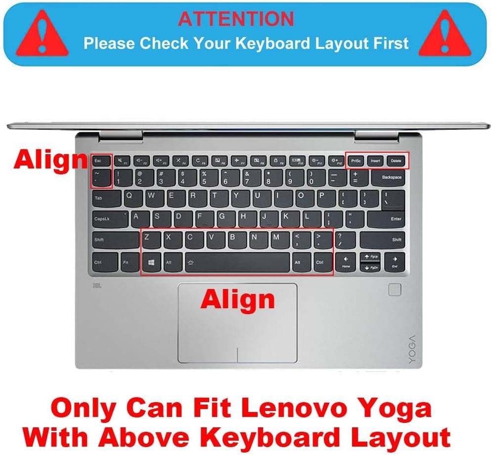 MUBUY Keyboard Cover for 14" Lenovo IdeaPad 130 130S 330 330S S340 530S 730S IdeaPad 1, 13.3” IdeaPad 730S, 15.6" IdeaPad 530S (Not Numeric Keypad)-Black