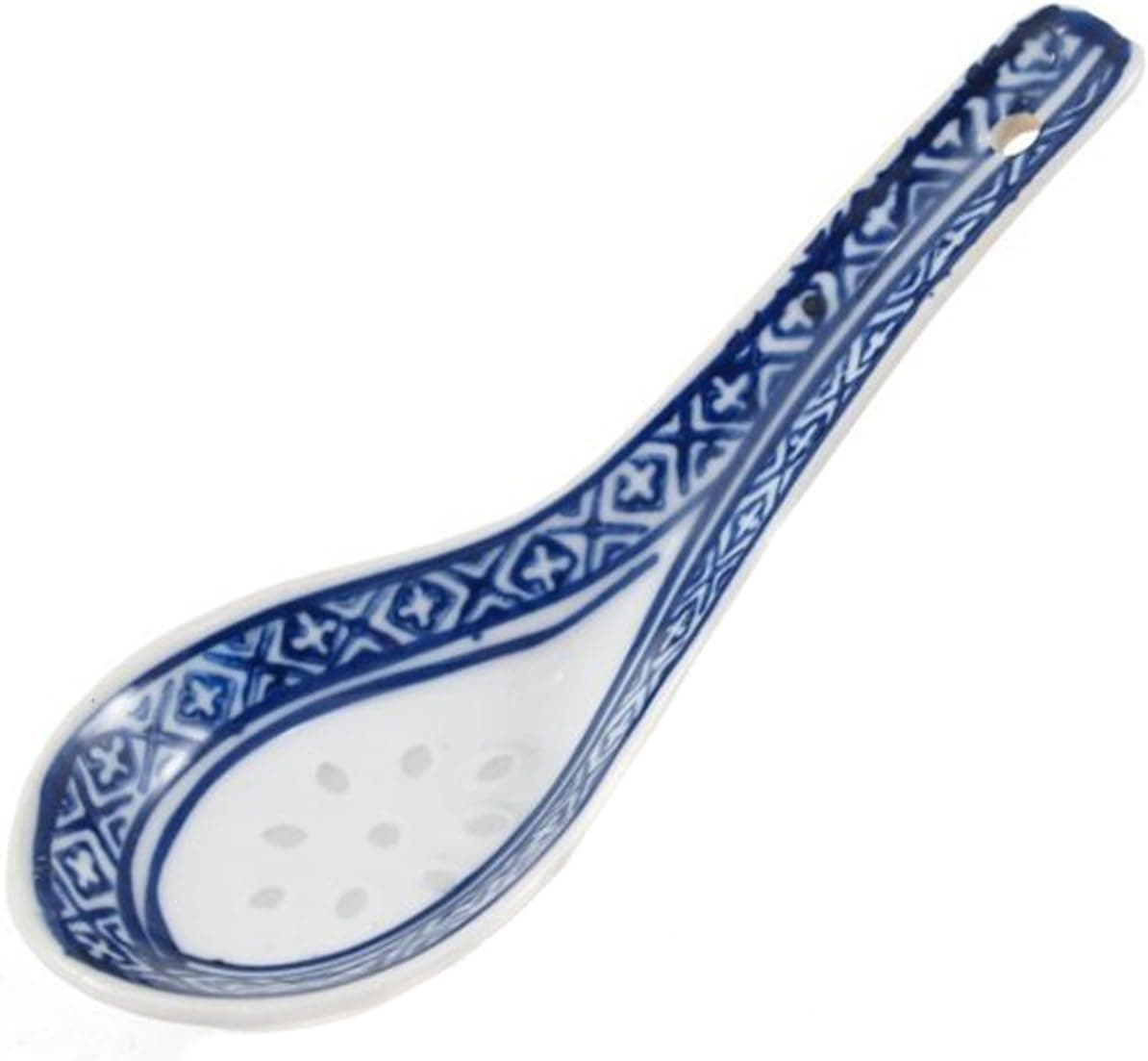 MERSUII Chinese Blue And White Porcelain Style Asian Noodle Dumplings Wonton Soup Rice Spoons,set of 4