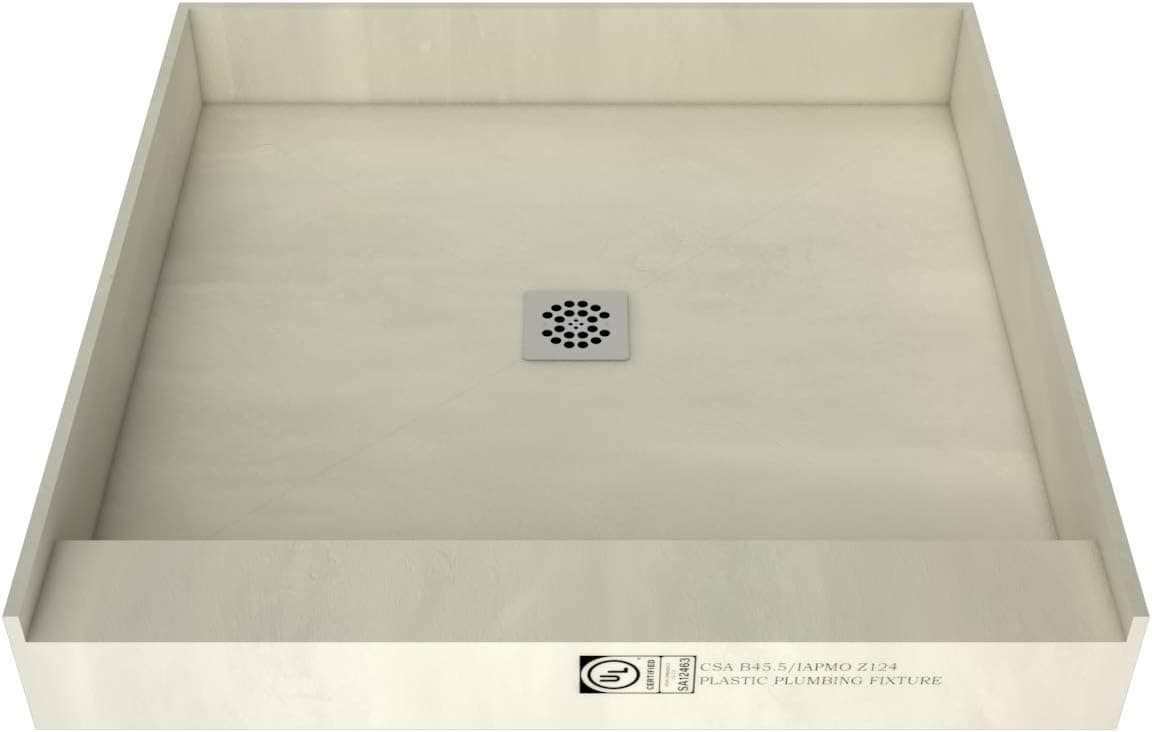 Tile Redi B4848C-SCSQPVZ Redi Base Shower Pan, 48" W x 48" D with Flashing, Polished Chrome