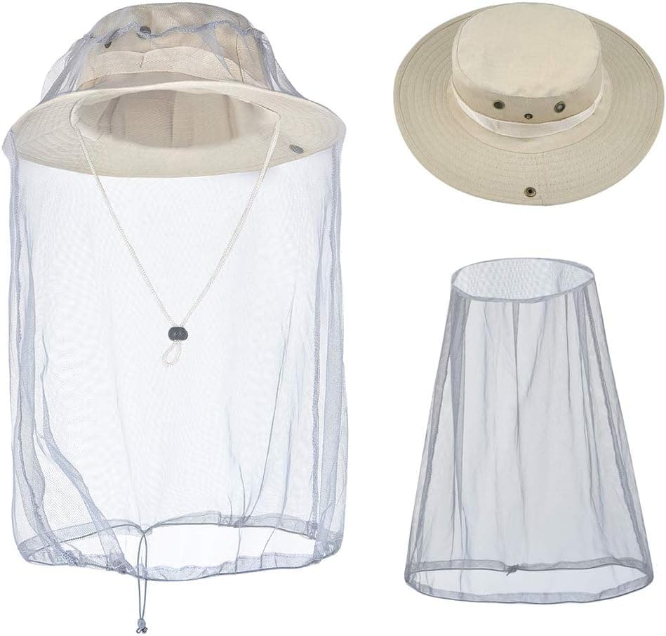 WXJ13 Mosquito Head Net Mesh Head Cover Collapsible Cap Sun Hat Protection from Insects, Bee, Black Fly, Bug, Midges, Sun for Outdoor Activities