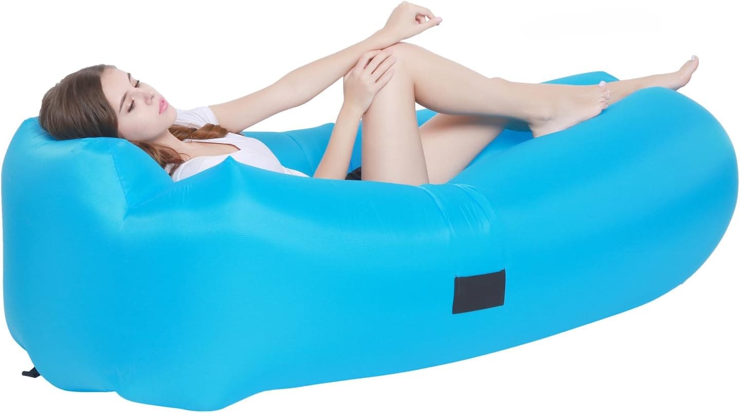 AIWOTOWOW Inflatable Lounge Air Sofa, Portable Quick Compression Air Bag Dream Beach Chair Lounger for Camping Swimming Park Backyard and Other Home Outdoor Activities - Blue