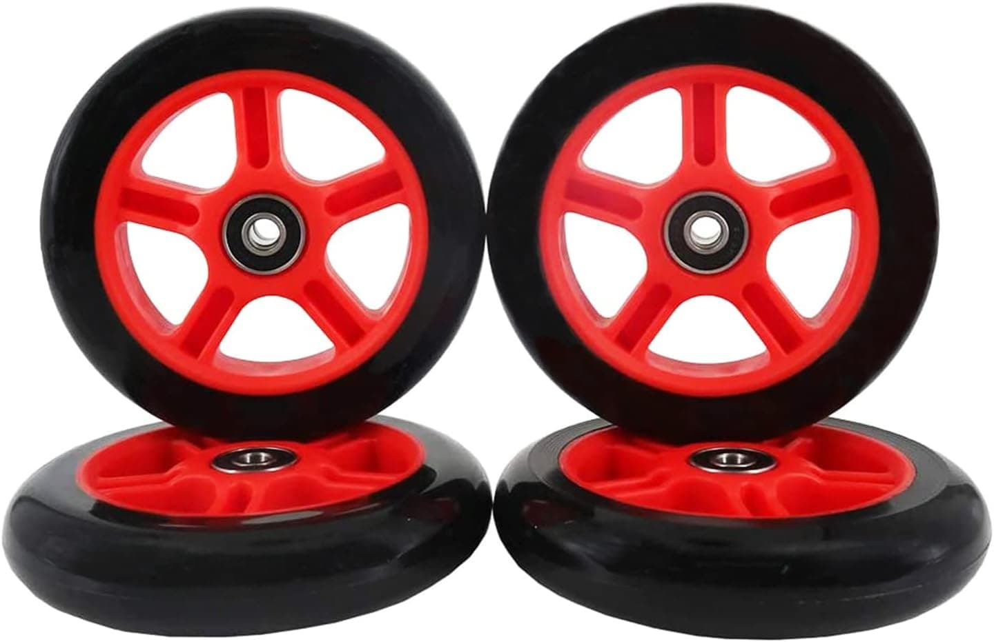 FREEDARE Scooter Wheels with Bearings Scooter Replacement Wheels 120mm 4PCS(Red)