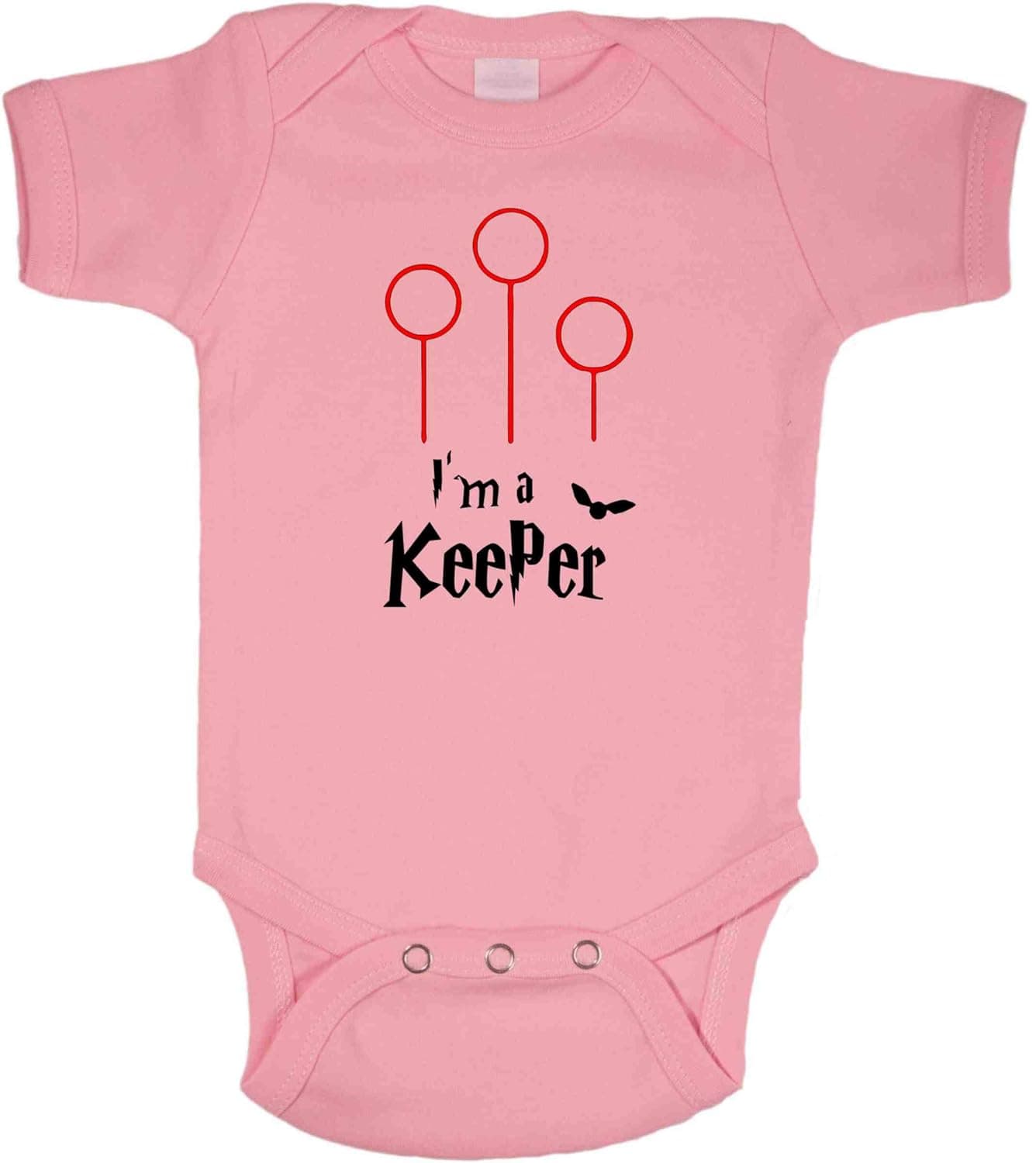 BeeGeeTees I'm A Keeper Funny Baby Romper Wizard One Piece (New Born, Pink)