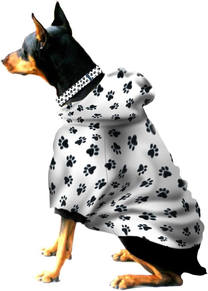 Boxer - Doberman Dog Sweatshirt for Large Dog (60 to 90 Pounds) Black Paw Prints