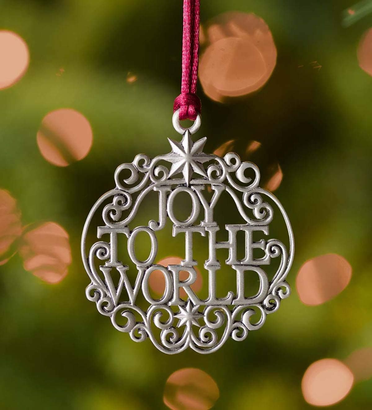 Plow & Hearth Solid Pewter Christmas Tree Ornament - Approx. 2.25 H - Joy