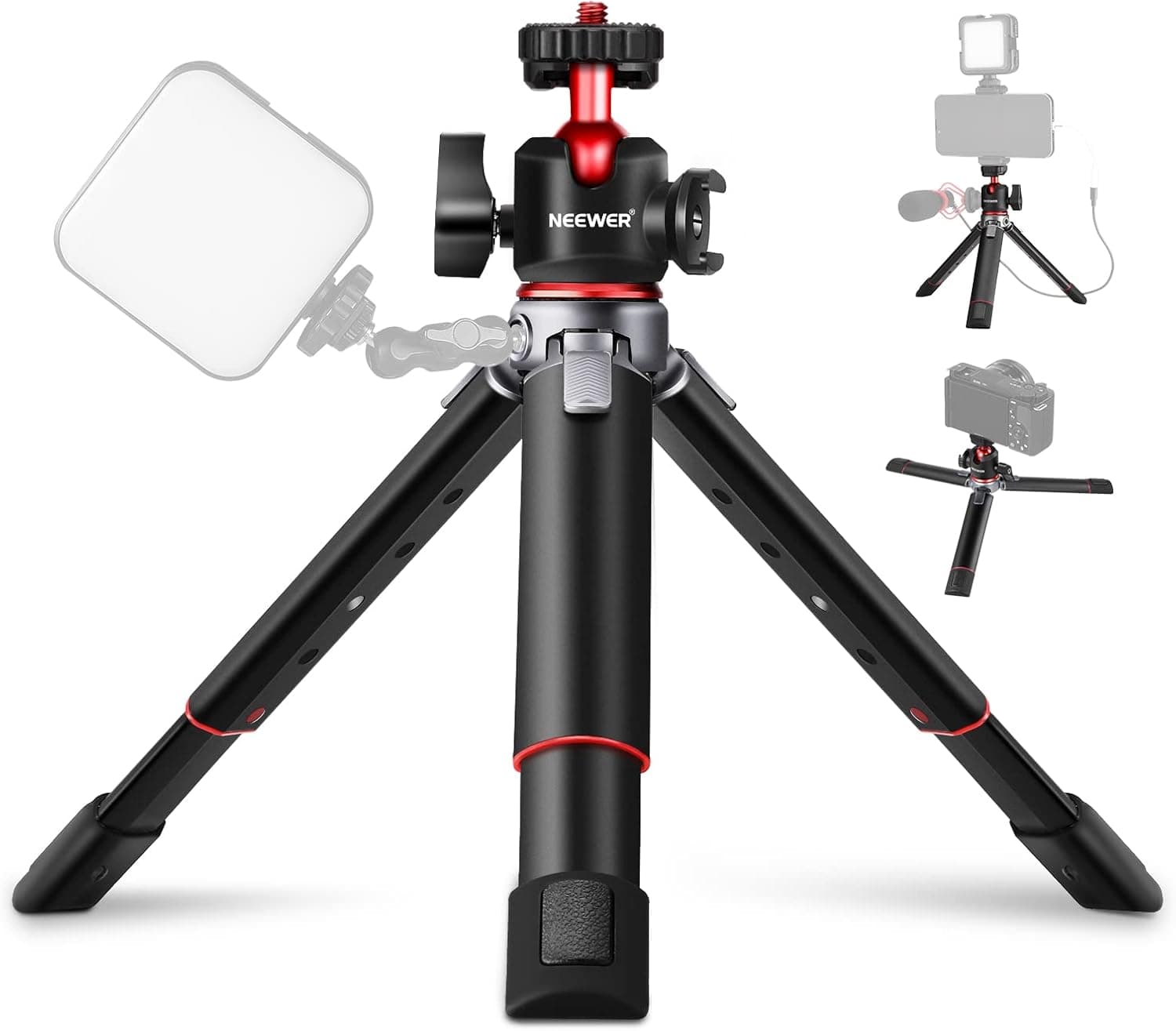 NEEWER Mini Camera Tripod with 360°Adjustable Ball Head & Cold Shoe, Extendable Tabletop Vlogging Tripod Stand Compatible with Camera iPhone 13 Canon G7X Mark III Sony ZV-1 RX100 VII A6600