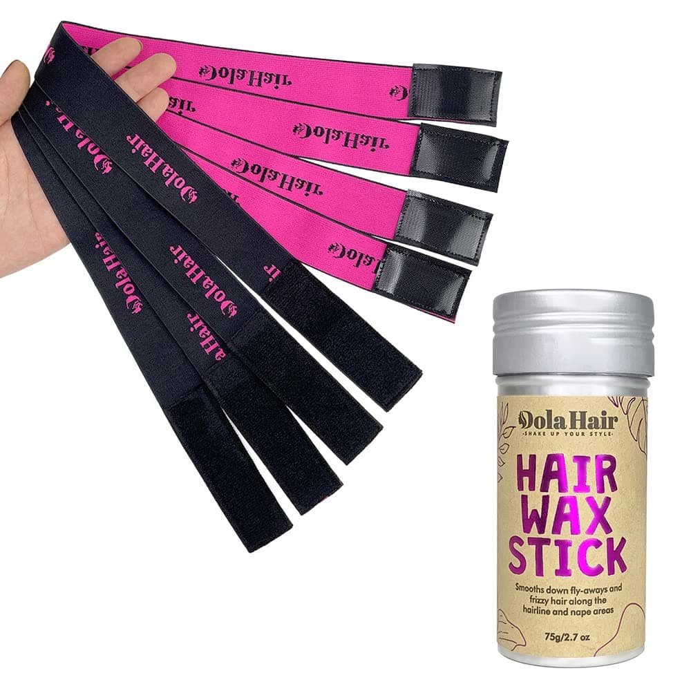 Dolahair Hair Wax Stick with Elastic bands for Wig Edges, 4PCS Lace Melting Band for Wigs and Baby Hair. Wax Stick for Hair Wigs Slick Stick Hair Pomade Stick, Edge Laying Band (4pcs/pack)