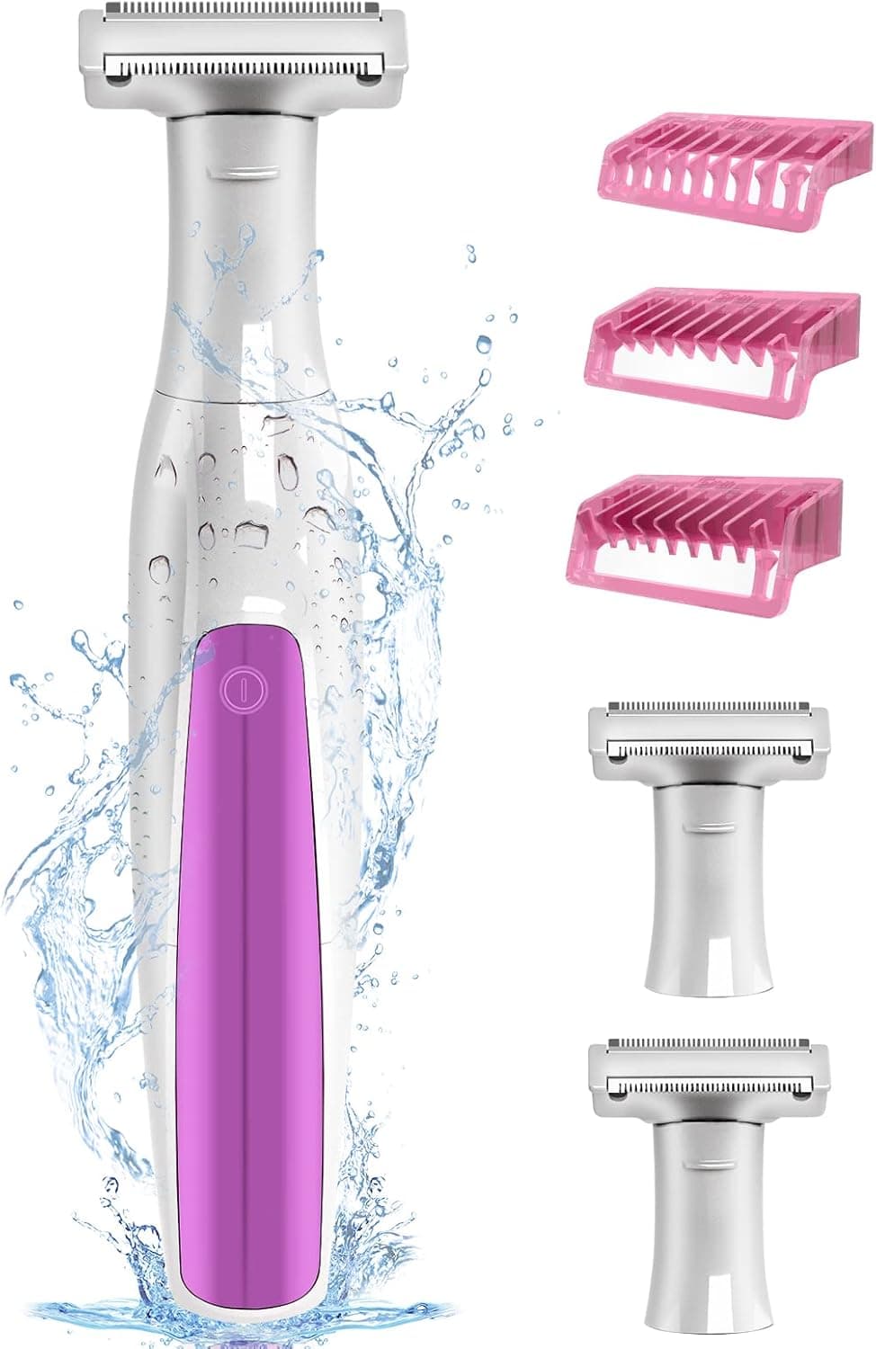 Electric Shaver for Women, Cordless Women Razor Rechargeable Bikini Trimmer for Pubic Hair with 3 Heads & Trimming Combs for Arms Legs Underarms Bikini Area Wet & Dry Use