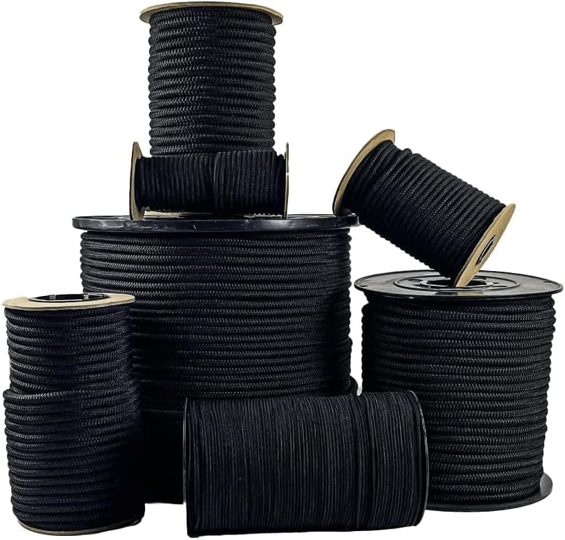 SGT KNOTS Diamond Grip Elastic Bungee Cord - 100% Stretch and Shock Absorbent for Camping, Kayak Deck, Crafting (5/16" x 10ft, Black)